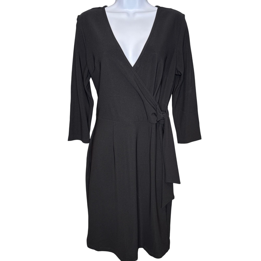 Boston Proper Womens Black Faux Wrap Dress Side‎ Tie Size S